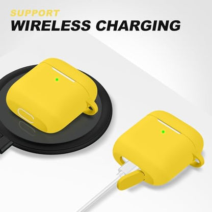 for AirPods Case Cover, Come with Clean Pen，Soft Silicone Protective Cover for Women Men Compatible with Apple AirPods 2nd 1st Generation Charging Case, Front LED Visible,Yellow - color: C2-Yellow+pen