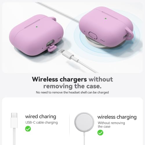 Ljusmicker for AirPods Pro 3 Case 2025 with Cleaner Kit,Light Lilac | Soft Silicone Protective Cover for Apple AirPod Pro 3rd Generation Case with Keychain for Women Men,Shockproof - color: B2-Light Lilac