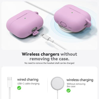 Ljusmicker for AirPods Pro 3 Case 2025 with Cleaner Kit,Light Lilac | Soft Silicone Protective Cover for Apple AirPod Pro 3rd Generation Case with Keychain for Women Men,Shockproof - color: B2-Light Lilac