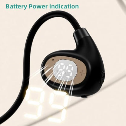 IHAO Open Ear Air Conduction Headset Wireless Bluetooth Sport Headphones with Mic Earphone Lightweight Painless Wearing Sweatproof Earpiece Stereo Earphone for Running Hiking Bicycling-HY 30 Black - color: HY 30 Black