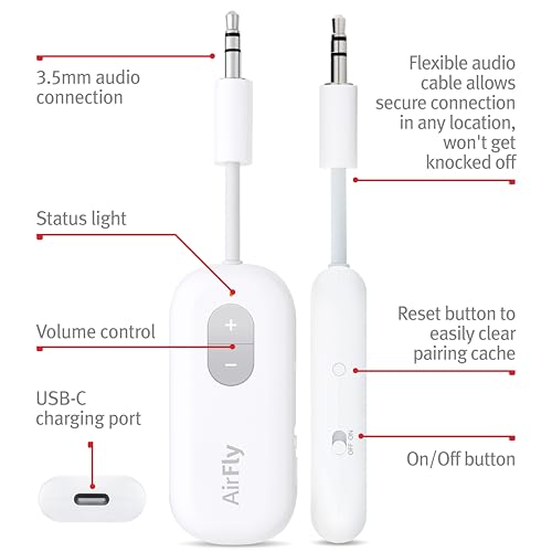Twelve South AirFly SE Bluetooth Wireless Audio Transmitter Receiver & Twelve South Butterfly 2-in-1 USB-C MagSafe Charger - style: Bundle AirFly SE + ButterFly