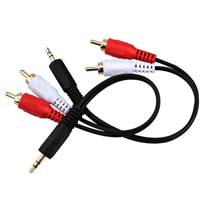 EBOOT 2 Pack 3.5mm Aux Cable 6 Inch Male Stereo Audio Cord Y Cable Adapter for Connects Smartphone, Tablet, HDTV