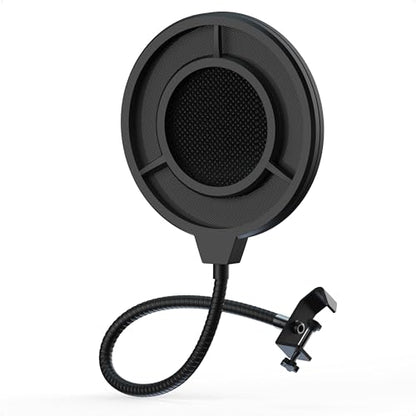 IXTECH Pop Filter For Microphone, Mic Pop Filter Mesh Isolation Shield Compatible With Blue Yeti And Any Other Mic, Dual Layered microphone pop filter shield with Flexible 360° Gooseneck Clip