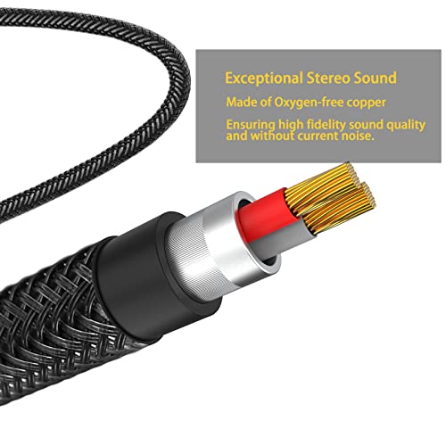 2-Pack 3.5mm Male to Male Stereo Audio Cable Strong Nylon Braided TRS Stereo Hi-Fi Sound AUX Cord for Car, Headphones, Speakers, Smartphones, Home Stereos (4 Feet/1.2m) - size: 4 FT / 2PACK