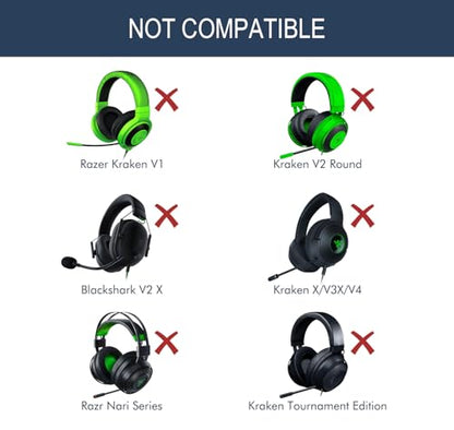 Ear Pads Cushions for Razer Kraken Pro V2 & Razer Kraken 7.1 V2 Headphones | Replacement Ear Cups Earmuffs Made of Premium Protein Leather & Memory Foam, Easy Installation - Black
