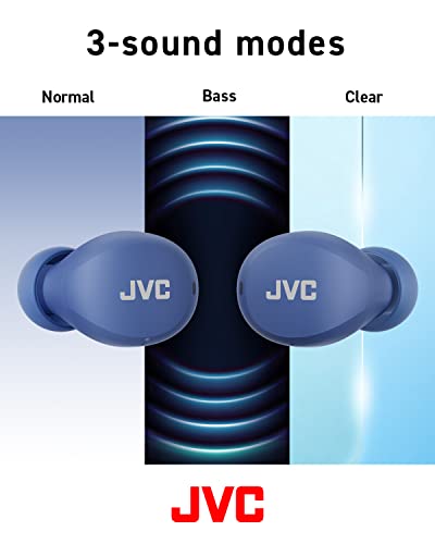JVC Compact and Lightweight Gumy Mini True Wireless Earbuds Headphones, Long Battery Life (up to 23 Hours), Sound with Neodymium Magnet Driver, Water Resistance (IPX4) - HAA6TA (Blue) - color: Blue, size: Compact