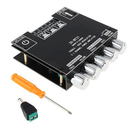 ZK-MT21 Bluetooth Power Amplifier Board 2.1 Channel 50W x 2 + 100W | Mini amp module. quickly connects. Fits car audio speakers/home theater. with bass,treble,subwoofer and volume control
