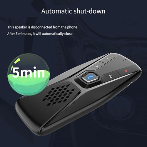 Docooler Car Bluetooth Speaker for Cell Phone, Portable Wireless Handsfree Car Kit, Sun Visor Mounted Speakerphone with Visor Clip & Mic - Black