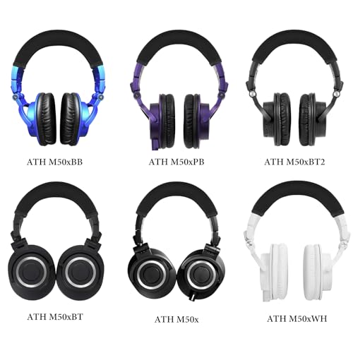 Geekria Flex Fabric Headband Pad Compatible with ATH M50x, M50xBT, M50xBT2, M50x ENSO, M50xPB, M50xWH, M50xBB, M50XSTS-USBMIKU Headphones, Replacement Band Repair Part (Black) - color: Black