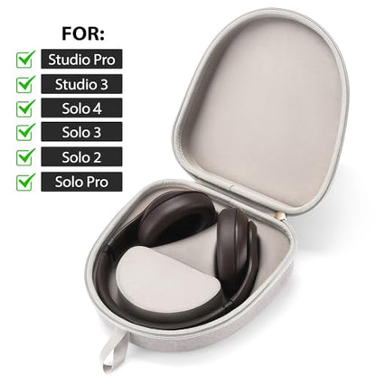 Headphone Case Compatible with for Beats Studio Pro/Beats Solo3/ Beats Studio3/ Beats Solo2/ Beats Solo Pro Bluetooth Over-Ear Headphones,Hard Shell Travel Carrying Bag (Light Gray)