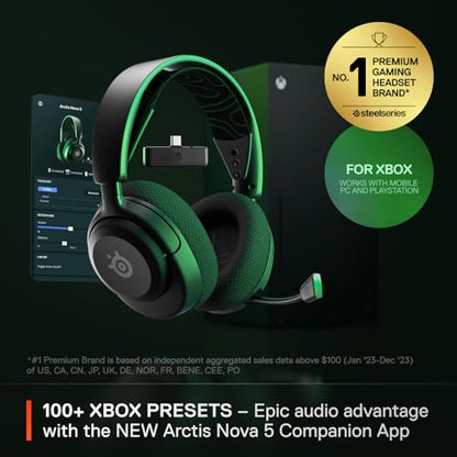 SteelSeries Arctis Nova 5X Wireless Multi-System Gaming Headset — Neodymium Magnetic Drivers — 100+ Audio Presets — 60 HR Battery — 2.4GHz or BT — ClearCast Gen2.X Mic — Xbox, PC, PS, Switch, Mobile - color: Black, style: Xbox