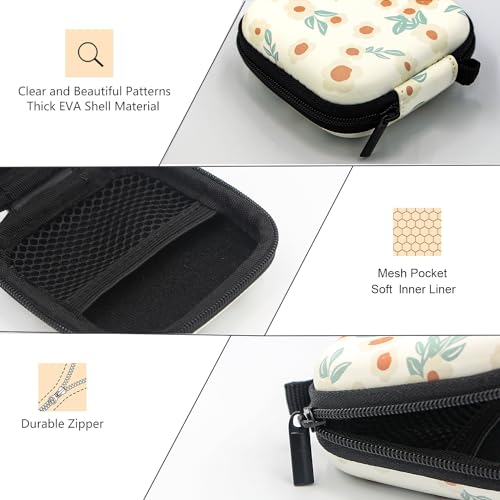 Earbud Case,Headphone Organizer Earbud Storage Bag, Hard EVA Shockproof Cover Carrying Case with Carabiner Clip Compatible with AirPods 5 4 AirPods Pro 2nd /3/2 Bose Galaxy (Small Flower) - color: Small Flower