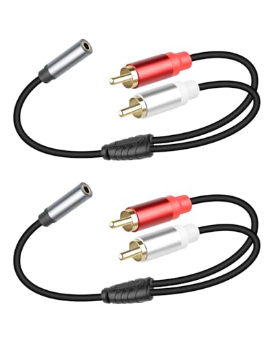 RCA to 3.5mm Aux Cable,3.5mm to 2 RCA Stereo Audio Y Splitter Cable,1/8 Female to 2RCA Male Headphone Jack Audio Adpter for Phone,Tablet,Computer,MP3,Speaker (1Ft/2Pack) - style: female to male