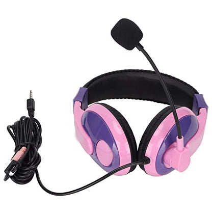 Electronics Gaming Headset Lightweight Comfortable Design with Mic for PC Mobile Phones 3.5mm Plug 1 Unit (Purple) - color: Purple