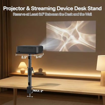 Height/Tilt/Swivel Adjustable Desktop Projector Stand Table for Aurzen Nebula XGIMI VANKYO Jinhoo AuKing Epson and Most Projectors - Desk Projector Stand Clamp on Desktop Wr Headphone Holder, Single - style: 1- Pack