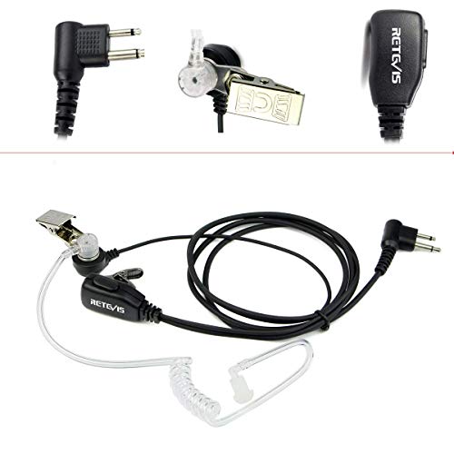 Retevis Acoustic Tube Walkie Talkie Earpiece with Mic, 2 Pin(1 Pack) | Compatible with Motorola CP100/CP100D/CP185/CP200/CP200D/ GP300/GP2000/BRP40/DLR1060 Walkie-talkies, Two Way Radio Earpiece