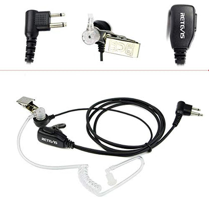 Retevis Acoustic Tube Walkie Talkie Earpiece with Mic, 2 Pin(1 Pack) | Compatible with Motorola CP100/CP100D/CP185/CP200/CP200D/ GP300/GP2000/BRP40/DLR1060 Walkie-talkies, Two Way Radio Earpiece