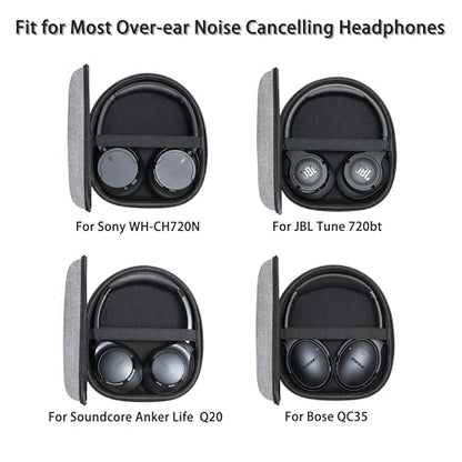 Ginsco New Case Compatible with Sony WH-CH 720N/710N Noise Canceling Wireless Headphones, with JBL Tune 770NC 720BT SoundCore Q20 BERIBES/KVIDIO/Picun Hard Shell Travel Carrying Headset Case (Grey) - color: Grey