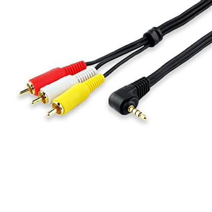 3.5mm Male Audio Stereo Jack to 3 RCA Female AV Camcorder Adapter Connector Extension Cable 90 Degree Angled 4 Pole 5-Feet