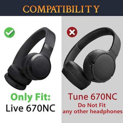 SOULWIT Earpads for JBL Live 670NC (Do Not Fit Tune 670NC) - Black - color: Black