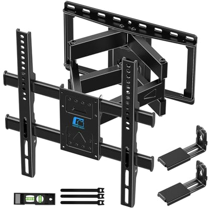 HOME VISION Full Motion TV Mount with Soundbar Bracket, 32-70" TVs, 132 lbs | Articulating Dual Arms, Smooth Swivel & Tilt, Max VESA 400x400 , Fits 8"/12"/16" Studs, Fits Universal Soundbars - size: 32-70" FM w/5746