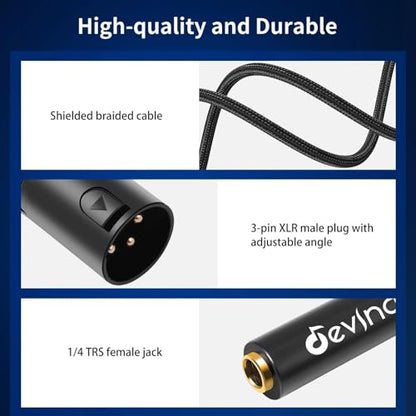Rotatable Right-Angle XLR to 1/4" Female Cable, Adjustable-Angle Low-Profile XLR Male to 6.35mm TS/TRS Microphone Adapter Connector, 1 FT - color: 635F_XLRM