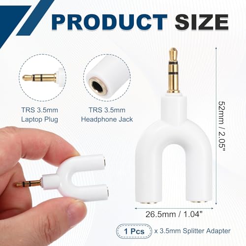 MECCANIXITY Headphone Splitter Adapter, 3.5mm Male to Dual Female Y Jack Aux Splitter for Phone Headset PS4 Switch Tablets, White - color: White