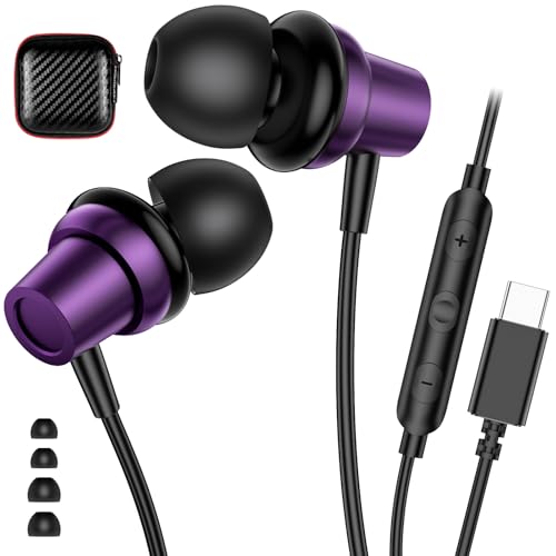 ACANDYA USB C Wired Earbuds Students Headphones with Mic for Online Classes | Student USB C Headphones Wired In-Ear Earbuds with Microphone, School Online Learning Zoom Classes Earphones for Laptop Phone
