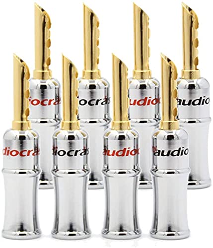 Tertullus 8 Pcs BFA Banana Plugs Banana Connectors forSpeakwe Wire 24k Gold Plated Screw Locking Plug for HiFiDIY Speaker Wire,Insulated Connector, Home Theater - size: Banana8-BFA-w