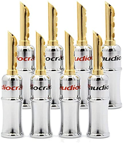 Tertullus 8 Pcs BFA Banana Plugs Banana Connectors forSpeakwe Wire 24k Gold Plated Screw Locking Plug for HiFiDIY Speaker Wire,Insulated Connector, Home Theater - size: Banana8-BFA-w