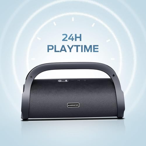 Monster Adventurer Max Boombox Bluetooth Speaker, IPX7 Waterproof Outdoor Speakers with Double Subwoofer, 100W Stereo Sound and Rich Bass, Wireless Speakers for Home, Party, Beach