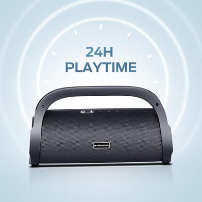 Monster Adventurer Max Boombox Bluetooth Speaker, IPX7 Waterproof Outdoor Speakers with Double Subwoofer, 100W Stereo Sound and Rich Bass, Wireless Speakers for Home, Party, Beach