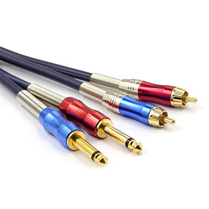 Dual 1/4 inch TS to Dual RCA Stereo Audio Interconnect Cable Patch Cable Cords -6.6 ft - size: 6.6 feet