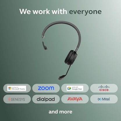 Jabra Evolve 65 TE (Third Edition) Wireless Single-Ear Headphones w/Charging Stand - Noise-Canceling Mic, 16 hrs Battery Life, Dual Connectivity, MS Teams Certified, Supports Other Platforms, Black