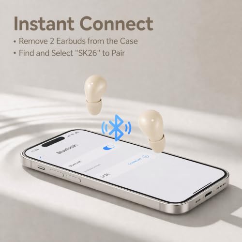 Mini Invisible Bluetooth Earbuds, Wireless for Small Ears (Beige) - color: Beige