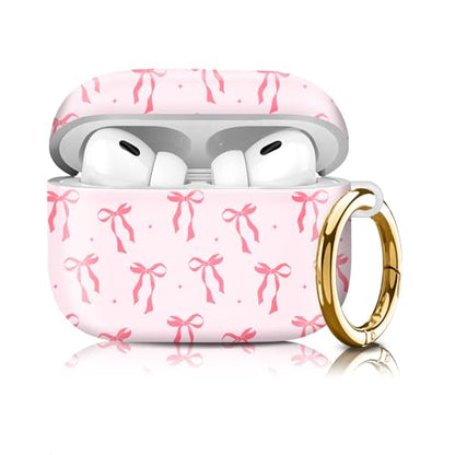 Compatiable for AirPod Pro 2nd/1st Generation Case,Lightweight & Durable Resistant Hard Case with Keychain,Stylish Design AirPod Case Cover for Women(Cute Pink Ribbon Bow) - color: Cute Pink Ribbon Bow