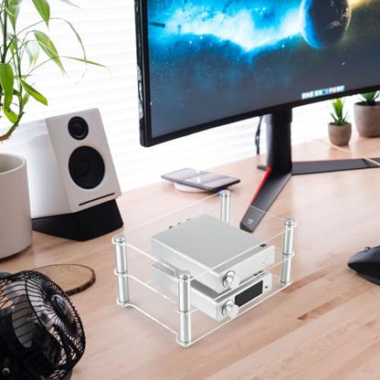 3 Tier Audio Rack Tower Small Stereo Cabinet, Mini Acrylic AV Media Stand Small Desktop Rack, Perfect for DVD Players/Game Console/TV Box(Black) - color: Black