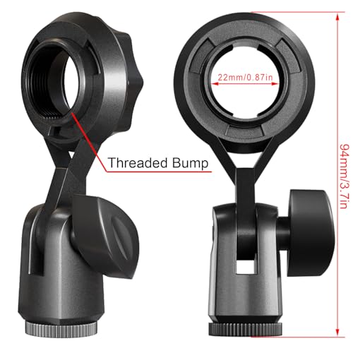 Condenser Microphone Holder For 22 Mm/0.9 Inch Microphones Standard Connector Thread Compatible With Stand Devices With 3/8 Adapter Nut Adapts To Screw-In Microphones