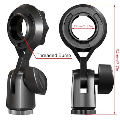 Condenser Microphone Holder For 22 Mm/0.9 Inch Microphones Standard Connector Thread Compatible With Stand Devices With 3/8 Adapter Nut Adapts To Screw-In Microphones