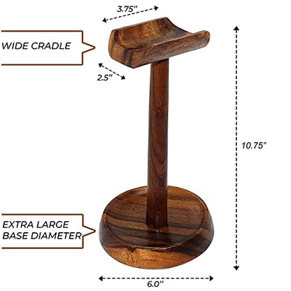 Headphone Stand, Solid Acacia Wood Headset Holder with Tray, Desk Organizer | Solid acacia wood headset stand with tray for gaming, home office, headphones, headsets, accessories & workspace organization - style: Single Headset Holder