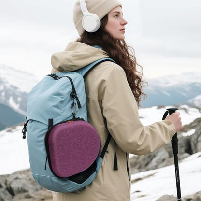Purple Hard Shell Headphone Case, Durable Zipper Travel Carrying Pouch Bag | Compatible with Sony WH-CH520/CH720N, JBL Tune 510BT/720BT/520BT/770NC, Soundcore Q20/Q30, Jlab Headphones - color: Grape-Purple