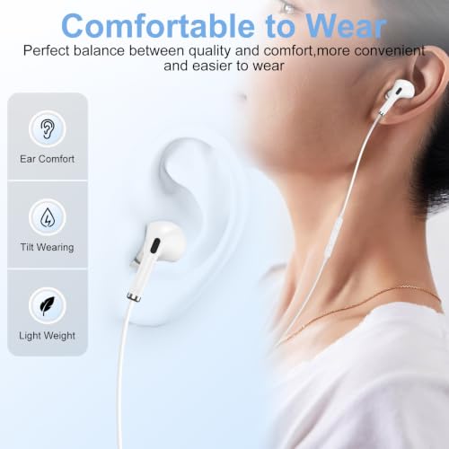 USB C Wired Headphones Earbuds for Samsung Galaxy S26 Ultra S26 S25 S24 S23 | Wired Earphone with Microphone Corded Earbuds Audifonos In-Ear Buds for Google Pixel 10 Pro Fold 10 Pro 10 XL 10A 9A 9 8 7 6