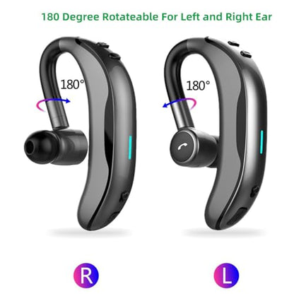 IHAO Bluetooth Earpiece Headphone Dual Noise Cancelling Mic Painless Open-Ear Handsfree Headset Stereo Sound Left/Right Changeable Earhook Earphones for Driving/Business/Gym-Single Ear F600 Black - color: Single Ear Headphone F600 Black
