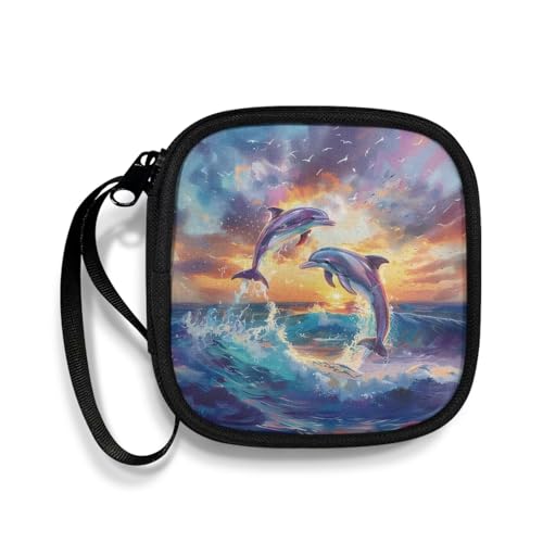 Dolphin Lightweight Headphone Storage Bag, Portable Headset Carrying Pouch Headphone Case Bag Soft Travel Pouch for Ear Headphones Headphone Holder - color: Dolphin