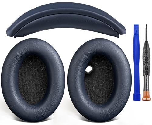 SOULWIT Ear Pads Cushions + Headband, Replacement Kit for Sony WH-1000XM4 (WH1000XM4) Over-Ear Headphones, Replacement Headstrap Pad & Earpads Repair Part - Navy Blue - color: Navy Blue