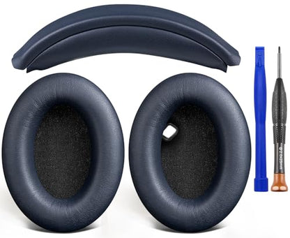 SOULWIT Ear Pads Cushions + Headband, Replacement Kit for Sony WH-1000XM4 (WH1000XM4) Over-Ear Headphones, Replacement Headstrap Pad & Earpads Repair Part - Navy Blue - color: Navy Blue