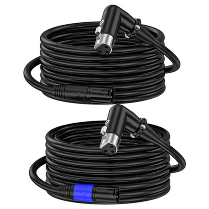XLR Right-Angle Male to Straight Female Microphone Extension Cable, 90-Degree Male to Straight Female Balanced Cord 3-Pin to 3-Pin, 10ft 2Pack - style: 10FT-XLR Right-Angle Female