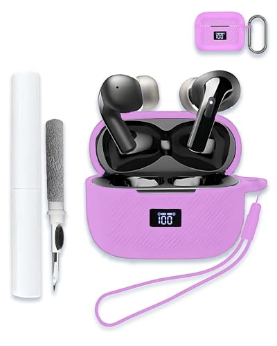 Case Cover for tozo T20 Wireless Earbuds Bluetooth Headphones,Full Protective Silicone Case with Keychain Cover,Shockproof and Wireless Earbuds Bluetooth Headphones Case for Women Men-Pink - color: PINK