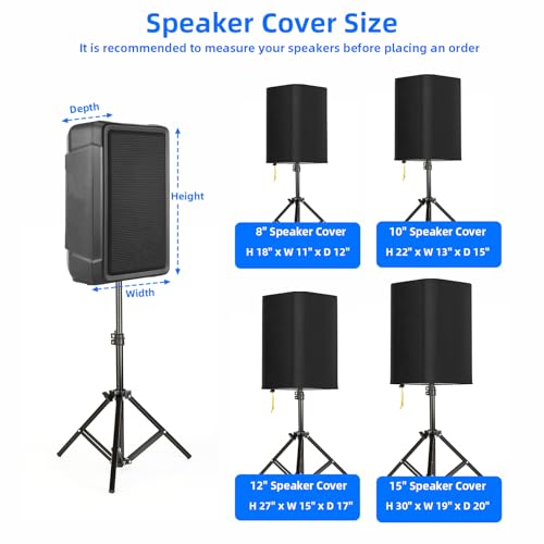 15 Inch PA/DJ Speaker Cover for Powered Speaker Mounted on Stand, 2 Pack Outdoor Speaker Cover 600D Thick Oxford Fabric Waterproof UV Protection Dustproof(Black) - size: 15 Inch