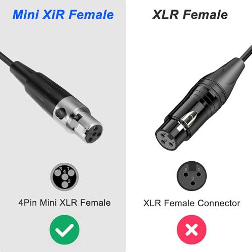 XMSJSIY Mini XLR to 3.5mm Stereo Audio Cable 90 Degree Right Angle 1/8" | TRS to Mini XLR 4 Pin Female Headphone Spring Audio Coiled Cord for MP3 Players, Phones, Laptops - 0.5m /1.65 ft - style: Mini XLR 4 PIN